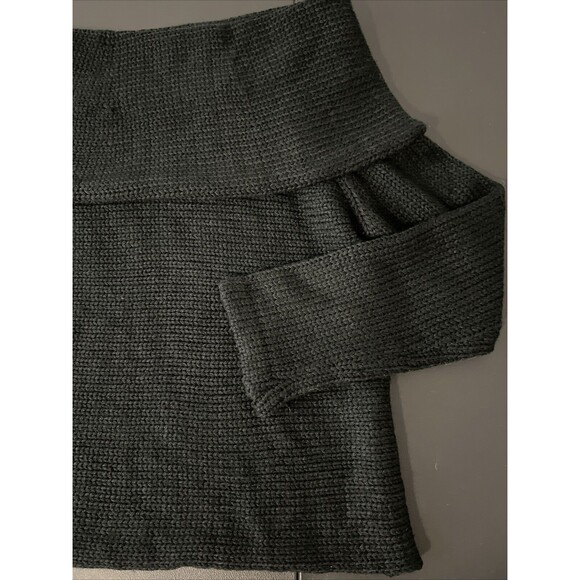 Seek the Label Off The Shoulder Sweater Chunky Knit M Black Roll Neck Romantic - Picture 3 of 14
